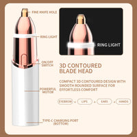 2-in-1 Electric Facial Hair Remover for Women | Painless Eyebrow & Lip Trimmer