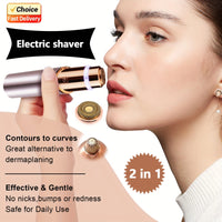 2-in-1 Electric Facial Hair Remover for Women | Painless Eyebrow & Lip Trimmer
